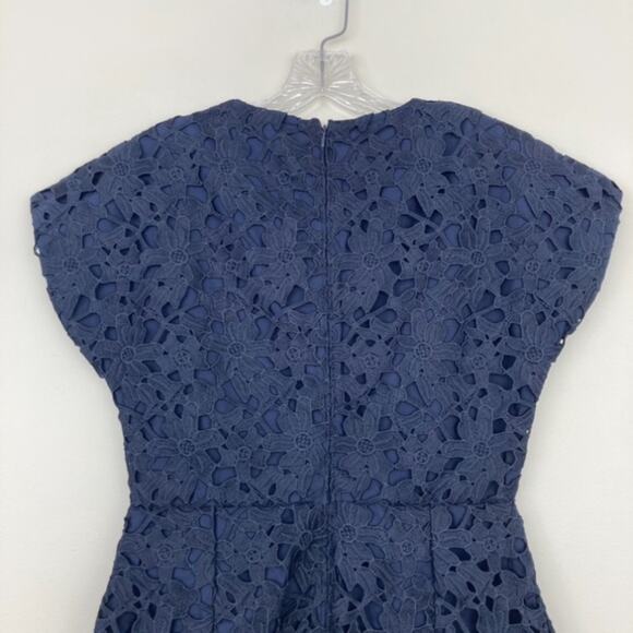 Banana Republic Navy Blue Lace Crochet Dress Sz 0 - Picture 5 of 7